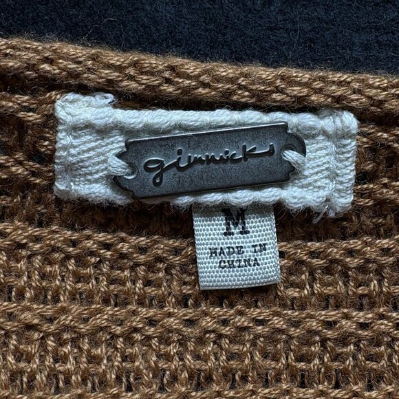 Gimmicks BKE Women Crochet Knit Bodysuit Short Sleeve Snap Bottom Sz M Orange - Picture 9 of 14